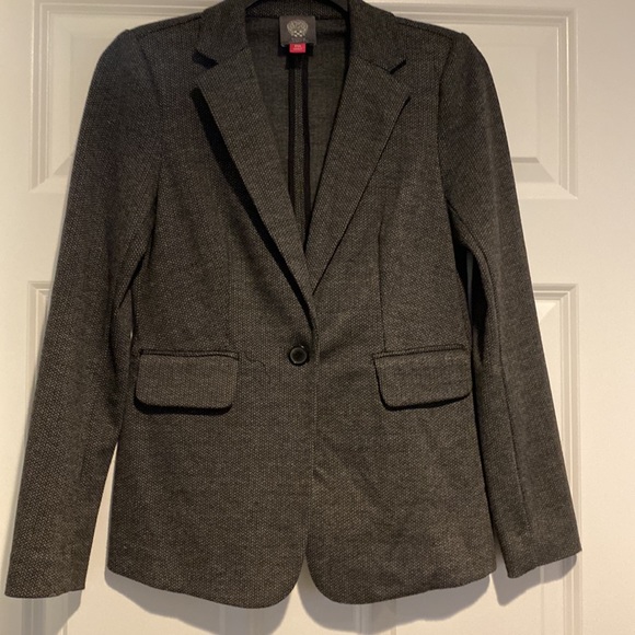 Vince Camuto Charcoal Gray Herringbone Stretch Jersey Blazer - Picture 1 of 5